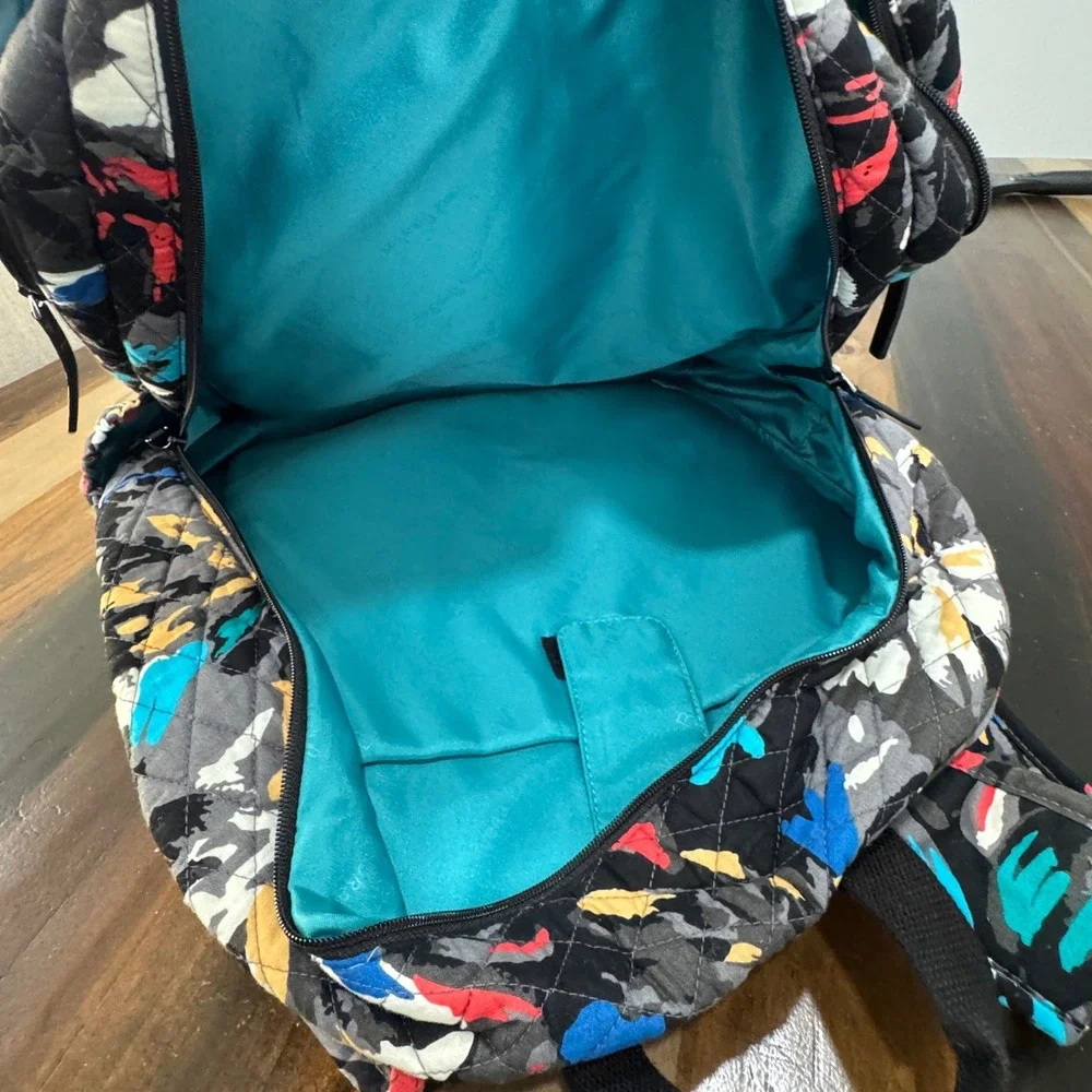Vera Bradley Painted Feathers Quilted Cotton Backpack Laptop Bag 22376-J17